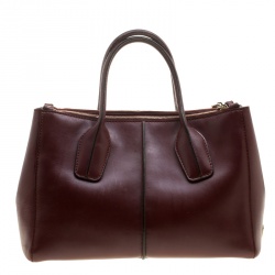 Pre Owned Tod's Burgundy Leather D-Styling Shopper Tote