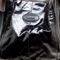 مملوكة مسبقًا Tod's Black Glazed Coated Canvas G-Line Easy Sacca Tote