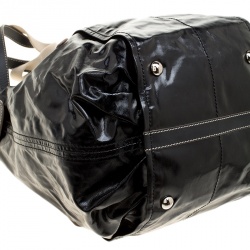 مملوكة مسبقًا Tod's Black Glazed Coated Canvas G-Line Easy Sacca Tote