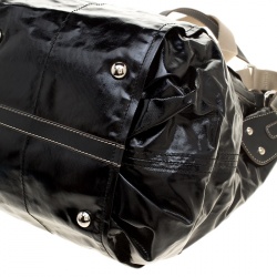 مملوكة مسبقًا Tod's Black Glazed Coated Canvas G-Line Easy Sacca Tote