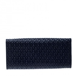 Tod's Navy Blue Leather Signature Continental Wallet