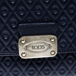 Tod's Navy Blue Leather Signature Continental Wallet