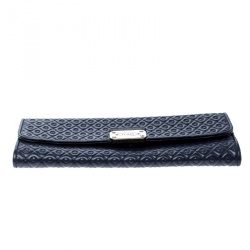 Tod's Navy Blue Leather Signature Continental Wallet
