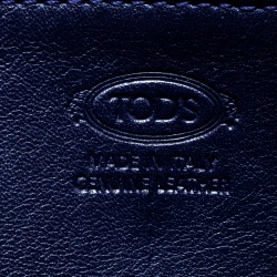 Tod's Navy Blue Leather Signature Continental Wallet