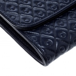 Tod's Navy Blue Leather Signature Continental Wallet