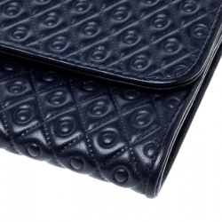 Tod's Navy Blue Leather Signature Continental Wallet