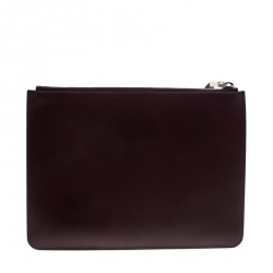 Pre Owned Tod's Burgundy Leather Fox Applique Wristlet Clutch