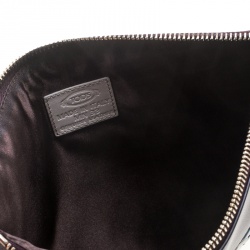 Pre Owned Tod's Burgundy Leather Fox Applique Wristlet Clutch
