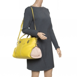 Tod's Yellow Leather Large Sella Top Handle Bag