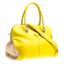 Tod's Yellow Leather Large Sella Top Handle Bag