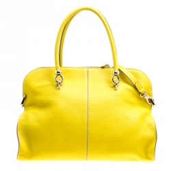 Tod's Yellow Leather Large Sella Top Handle Bag
