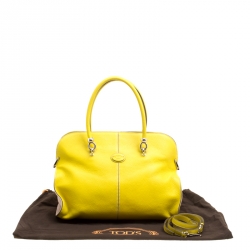Tod's Yellow Leather Large Sella Top Handle Bag