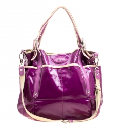 Tod's Purple Glazed Coated Canvas G-Line Easy Sacca Tote