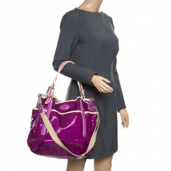 Tod's Purple Glazed Coated Canvas G-Line Easy Sacca Tote