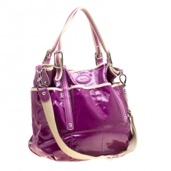 Tod's Purple Glazed Coated Canvas G-Line Easy Sacca Tote