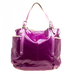 Tod's Purple Glazed Coated Canvas G-Line Easy Sacca Tote