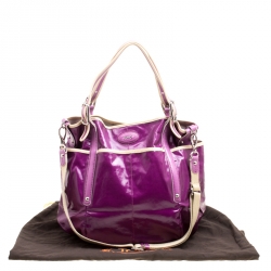Tod's Purple Glazed Coated Canvas G-Line Easy Sacca Tote