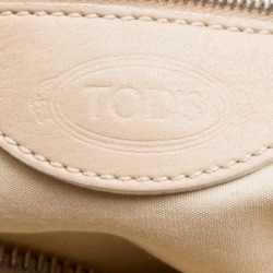 Pre Owned Tod's Beige Canvas and Leather Hobo