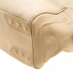 Pre Owned Tod's Beige Canvas and Leather Hobo