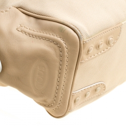 Pre Owned Tod's Beige Canvas and Leather Hobo