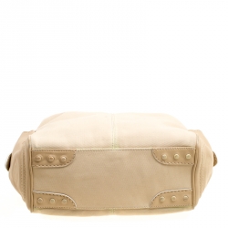 Pre Owned Tod's Beige Canvas and Leather Hobo