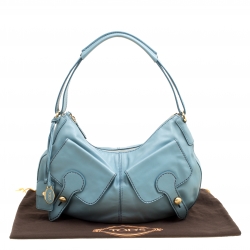 Pre Owned Tod's Pale Blue Leather Benji Sacca Hobo