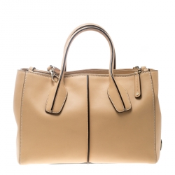 Tod's Beige Leather D-Styling Shopper Top Handle Bag