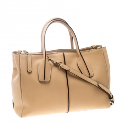 Tod's Beige Leather D-Styling Shopper Top Handle Bag