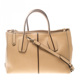 Tod's Beige Leather D-Styling Shopper Top Handle Bag