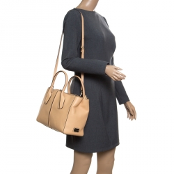 Tod's Beige Leather D-Styling Shopper Top Handle Bag