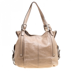 Tod's Beige Leather Gummy Top Handle Bag