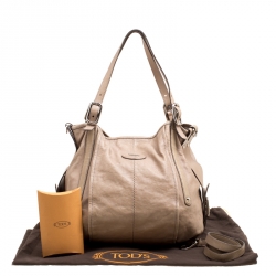 Tod's Beige Leather Gummy Top Handle Bag