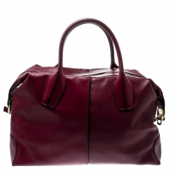 Pre Owned Tod's Burgundy Leather D-Styling Medium Top Handle Bag