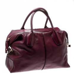 Pre Owned Tod's Burgundy Leather D-Styling Medium Top Handle Bag