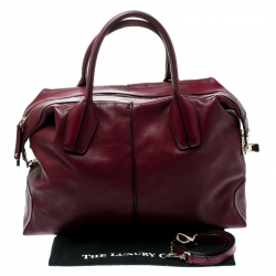 Pre Owned Tod's Burgundy Leather D-Styling Medium Top Handle Bag