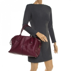 Pre Owned Tod's Burgundy Leather D-Styling Medium Top Handle Bag