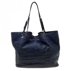 Pre Owned حقيبة يد تودز أربطة مرصعة منقوشة جلد زرقاء