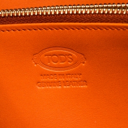 Pre Owned Tod's Tan Leather Radar Detail Long Wallet