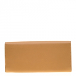 Pre Owned Tod's Tan Leather Radar Detail Long Wallet