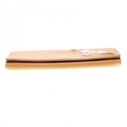Pre Owned Tod's Tan Leather Radar Detail Long Wallet