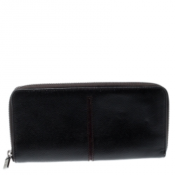 Tod's Black Leather Zip Around Wallet