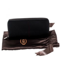 Tod's Black Leather Zip Around Wallet