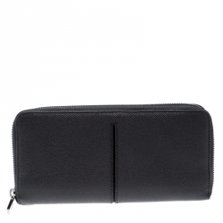 Tod's Grey Leather Zip Around Wallet