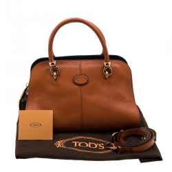 مملوكة مسبقًا Tod's Brown/Blue Leather Sella Bowler Bag