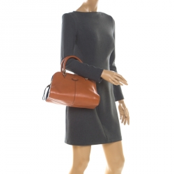 مملوكة مسبقًا Tod's Brown/Blue Leather Sella Bowler Bag