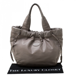 مملوكة مسبقًا Tod's Grey Leather Drawstring Tote 