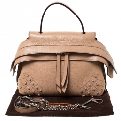 Tod’s Beige Leather Wave Top Handle Bag