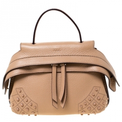 Tod’s Beige Leather Wave Top Handle Bag