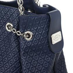 Pre Owned Tod`s Signature Medium Navy Blue Patent Leather Tote Bag