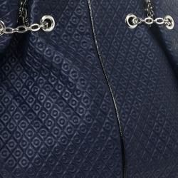 Pre Owned Tod`s Signature Medium Navy Blue Patent Leather Tote Bag